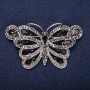 Sale! Butterfly Brooch Black Rhinestones 39x67mm Silver-Tone Metal