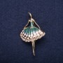 Sale! Ballerina Brooch Green Turquoise Enamel 50x30mm Yellow Metal