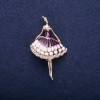 Sale! Ballerina Brooch Purple Enamel 50x30mm Yellow Metal