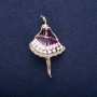 Sale! Ballerina Brooch Purple Enamel 50x30mm Yellow Metal