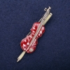 Sale! Music Brooch Violin, Burgundy Enamel, 65x17mm, Gold-Tone Metal