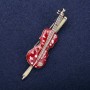 Sale! Music Brooch Violin, Burgundy Enamel, 65x17mm, Gold-Tone Metal