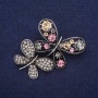 Sale! Butterfly Brooch, Rhinestones, Yellow Lilac Grey, 45x35mm, Silver-Tone Metal