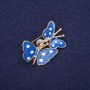 Sale! Butterflies Brooch, Blue Enamel, 32x26mm, Yellow Metal