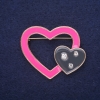 Sale! Hearts Brooch, Enamel, Black Pink, 45x37mm, Yellow Metal