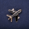 Aeroplane Brooch black enamel 45x40mm yellow metal