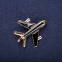Aeroplane Brooch black enamel 45x40mm yellow metal