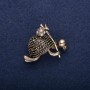 Turtle with Knot Brooch rhinestones colour white 30x30mm, yellow metal