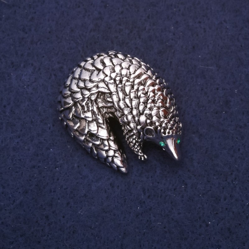 Pangolin Brooch, 38x28mm, Silver-Tone Metal