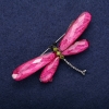 Sale! Dragonfly Brooch, Raspberry Wings 70x35mm Silver-tone Metal