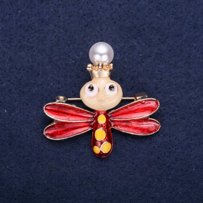 Sale! Butterfly Princess Brooch, Rhinestones, Enamel, Red Yellow White, 37x38mm, Gold-Tone Metal