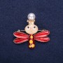 Sale! Butterfly Princess Brooch, Rhinestones, Enamel, Red Yellow White, 37x38mm, Gold-Tone Metal