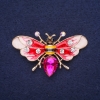 Sale! Butterfly-Bee Brooch, Rhinestones, Enamel with Stone, Red White Yellow Black Raspberry, 53x30mm, Gold-Tone