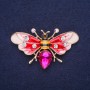 Sale! Butterfly-Bee Brooch, Rhinestones, Enamel with Stone, Red White Yellow Black Raspberry, 53x30mm, Gold-Tone