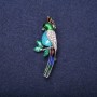 Sale! Parrot Brooch, Enamel & Rhinestones, Blue Sky-blue Green White, 50x20mm, Silver-tone Metal