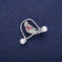 Sale! Bird Brooch, Rhinestones, Green Burgundy, 32x23mm, Silver-Tone Metal