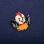Hen Bird Brooch, Enamel, Black Yellow Red, 35x35mm, Gold-tone Metal