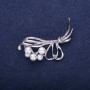 Sale! Clearance Bouquet Brooch with White Pearl Beads 50x22mm Silver-tone Metal