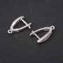 Earring Hooks with Rhinestones 19x4mm Silver-tone Metal Price per Pair
