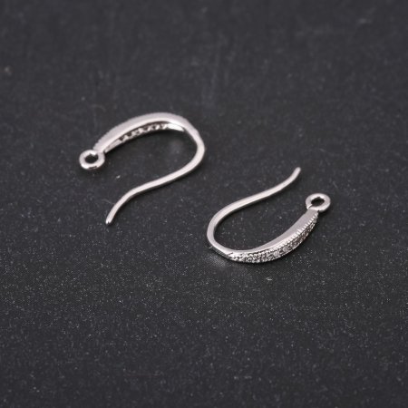 Earring posts with rhinestones 14x2mm silver-plated metal price per pair