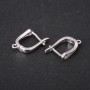 Earring Hooks with Rhinestones 17x4mm, Silver-tone Metal, Price per Pair