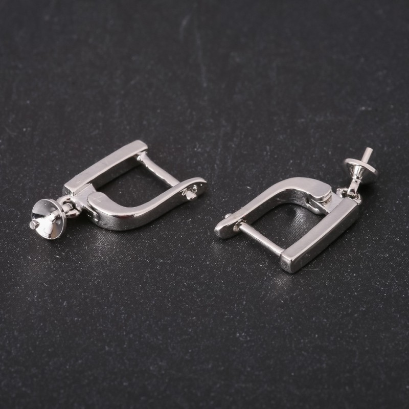 Earring Hooks with Pin 15x20x2mm Silver-tone Metal Price per Pair