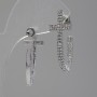 Stud earrings with half-hoops in the shape of a cross / clear crystal stones / silver-toned metal / 35 x 7 mm