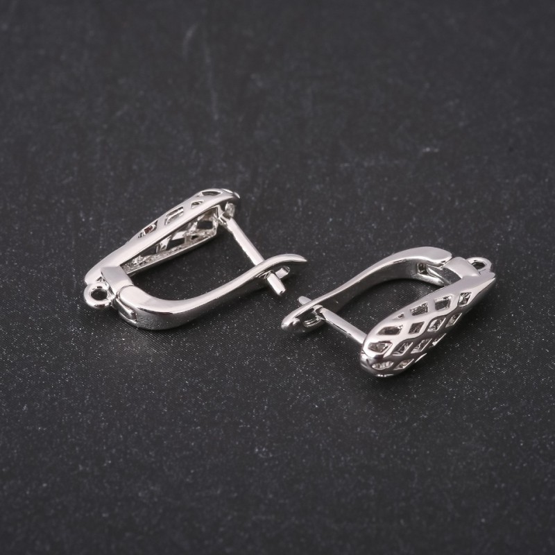 Earring Hooks 17x5mm Silver-Tone Metal, price per pair