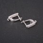 Earring Hooks with Rhinestones 14-17x3mm, Silver-tone Metal, Price per Pair