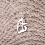 Heart Pendant on Chain, White Rhinestone Colour, Diameter 23x13mm, Length 45-50cm, Silver-Tone Metal