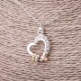Heart Pendant on Chain White Rhinestones Diameter 16x23mm Length 45-50cm Silver-tone Metal