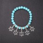 Turquoise (Imitation) Bracelet with Ship's Wheel Charms, Smooth Round Bead, Diameter 8mm, Length 18cm on Elastic