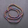 Hematite Beads on Strand with Rainbow AB Coating "Petrol", Smooth Ball, Diameter 4mm, Length 38cm