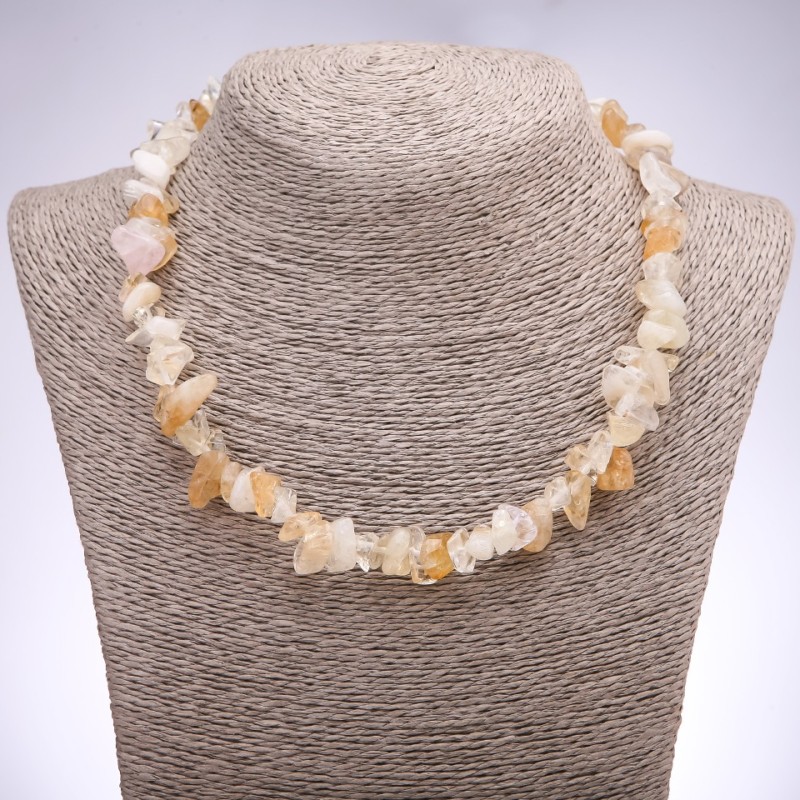 Necklace, Natural Citrine Chips, Diameter 10-14(+/-)mm, Length 45-50cm