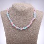 Tinted Quartz Necklace, Pink Blue Chips, Diameter 7+/-mm, Length 42-48cm