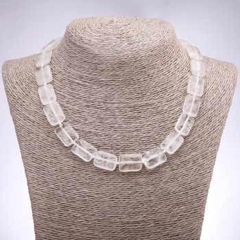 Rock Crystal Necklace, Rectangle, Diameter 13x18x6mm, Length 45cm+