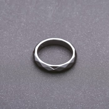Hematite Ring, Faceted, 4mm Thick, Sizes 17, 18, 19, 20, 21, 22