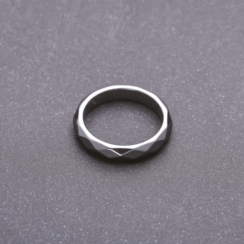 Hematite Ring, Faceted, 4mm Thick, Sizes 17, 18, 19, 20, 21, 22
