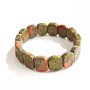 Elastic Bracelet Jasper Heliotrope Oval Stone 13×18mm