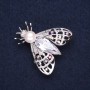 Sale! Butterfly Brooch, silver-tone metal with bead, rhinestones and crystal 34x35mm +