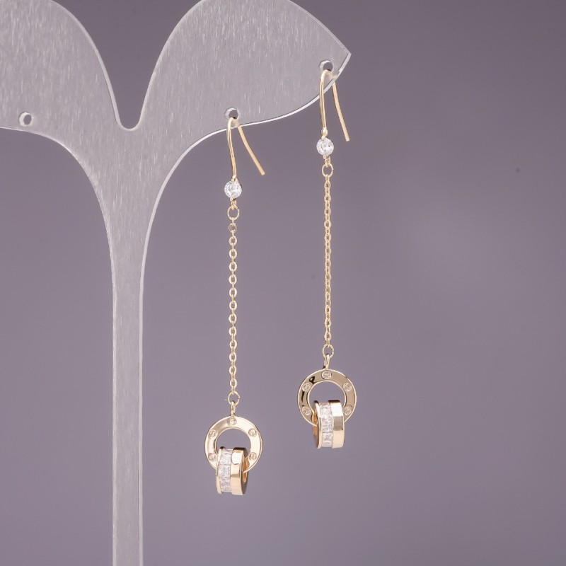 Drop Earrings 4x60mm, gold-tone metal