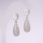 925 Series Evening Earrings with White Stone 38x10mm Silver-Tone Metal