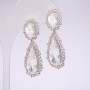 925 Series Evening Earrings with White Stone 45x15mm Silver-Tone Metal