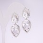 925 Series Evening Earrings with White Stone 15x41mm Silver-Tone Metal