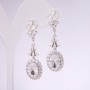 925 Series Earrings with White Stone 48x14mm Silver-Tone Metal