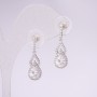 925 Series Rhinestone Earrings with White Stone 8x28mm Silver-Tone Metal