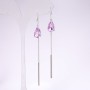 925 Series Long Earrings with Lilac Stone 8x85mm Silver-Tone Metal