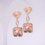 925 Series Evening Earrings with Champagne Stone 15x38mm Silver-Tone Metal