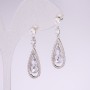 925 Series Drop Earrings with Grey Stone 10x35mm Silver-Tone Metal
