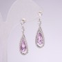 925 Series Drop Earrings with Lilac Stone 10x35mm Silver-Tone Metal
